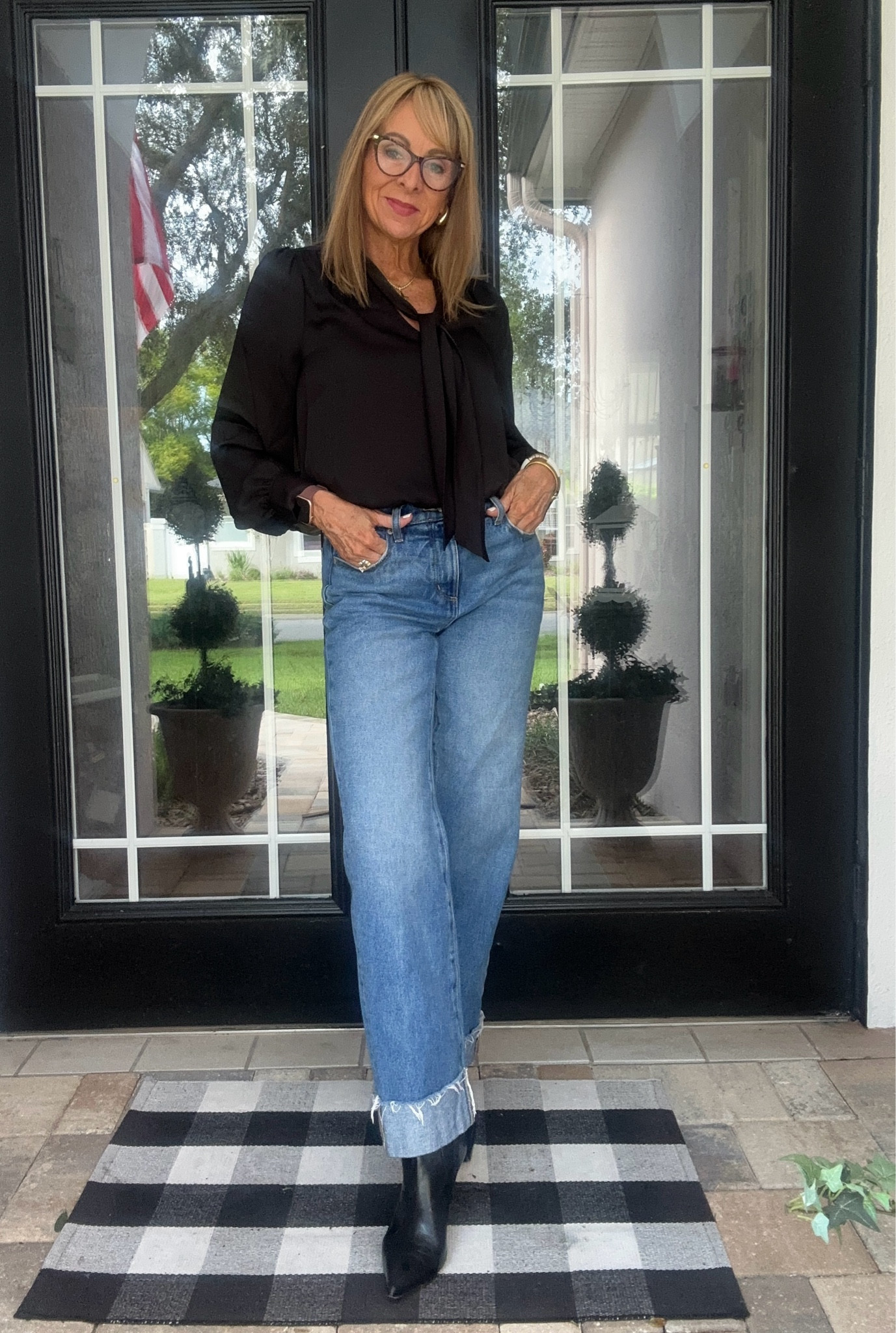 Obsessed with this blouse! Wearing a small. Great dressed up or down. 
Jeans
Fall outfits 

#LTKFindsUnder50 #LTKOver40 #LTKSaleAlert