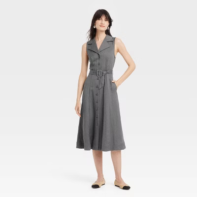 Women's Tie-Waist Midi Shirtdress - A New Day™ | Target