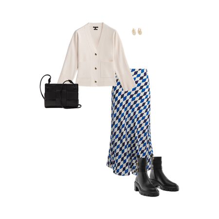 Business casual attire for women: a structured cardigan will work good with a midi skirt. You also don’t have to go for heels. You can add flare to your outfit with a pair of boots instead. 

#40plusstyle #capsulewardrobe #workwear

#LTKstyletip #LTKfit