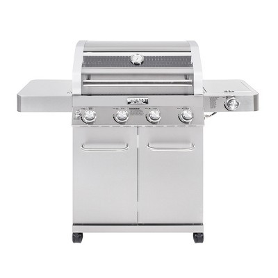 Monument Grills Natural/Propane Gas BBQ Grill 4 Burner Stainless Steel Outdoor Cooking Grill with Side Burner for Patio & Backyard 41847NG | Target