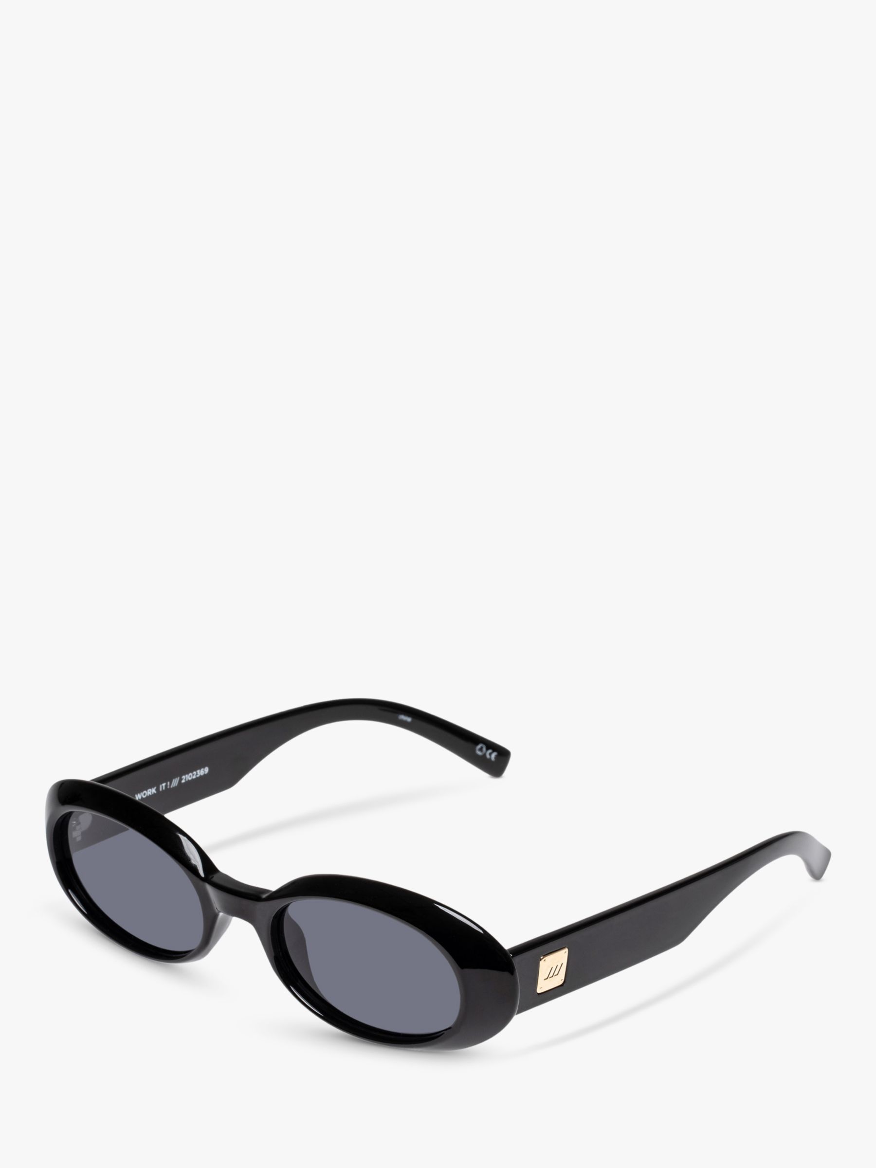 Le Specs L5000187 Women's Work It Oval Sunglasses, Black/Grey | John Lewis (UK)
