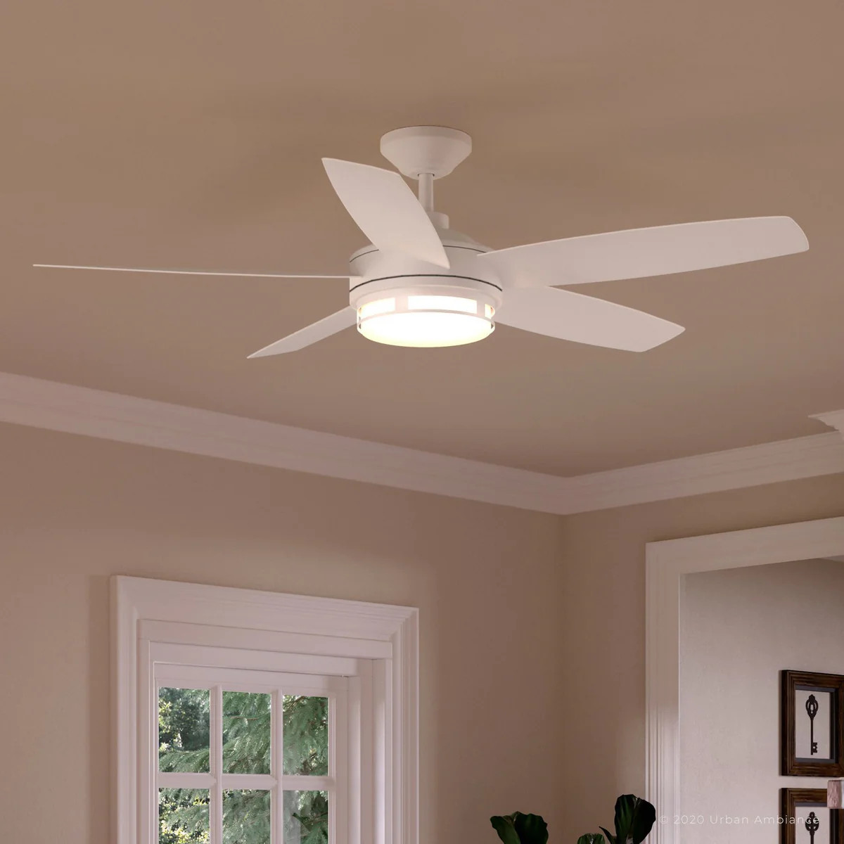 UHP9000 Modern Indoor or Outdoor Ceiling Fan, 15.6"H x 54"W, Matte White, Provincetown Collection | Urban Ambiance, Inc.