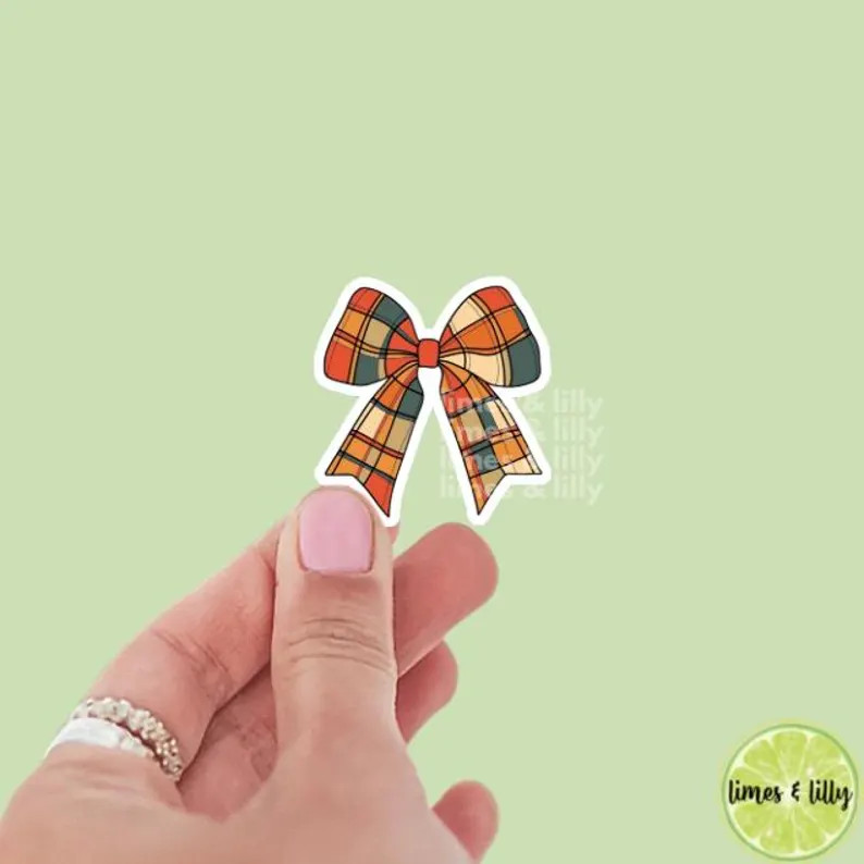 Coquette Fall Plaid Print Bow Vinyl Sticker | Girly Sticker | Kindle Stickers | Cute Stickers | W... | Etsy (US)