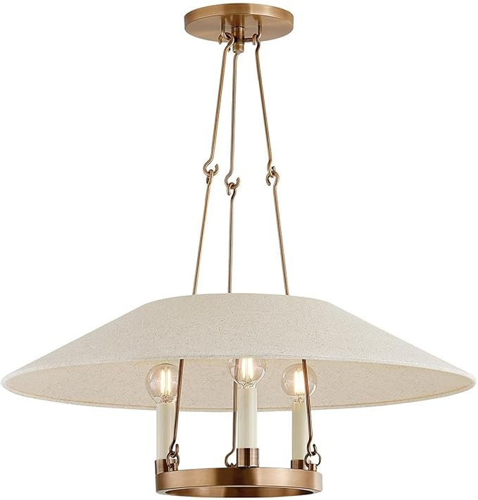 Troy Lighting Archive 25" Chandelier | Patina Brass Finish | Natural Linen Shade | Transitional 3... | Amazon (US)