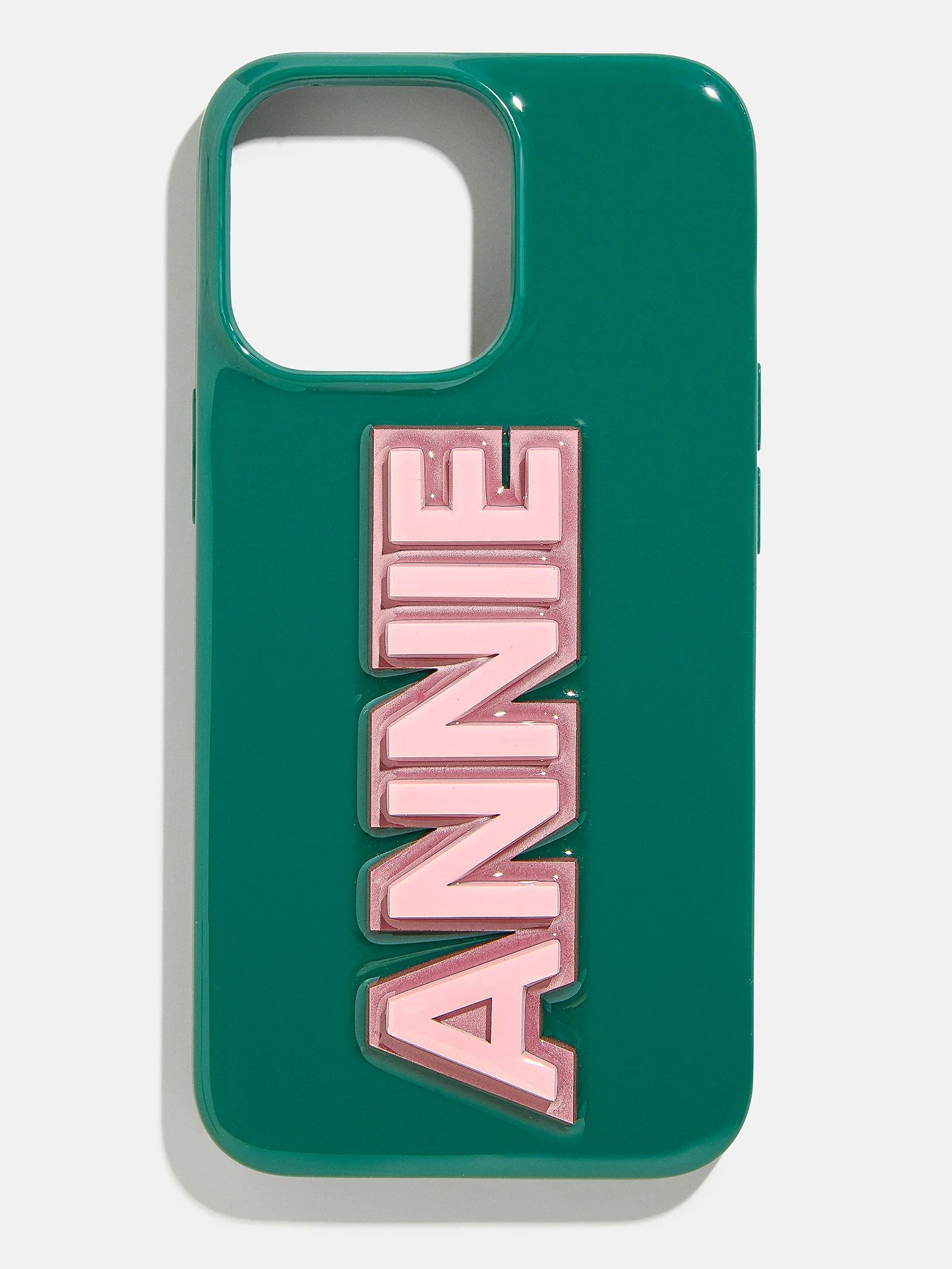 Block Font Custom IPhone Case - Green/Light Pink | BaubleBar (US)