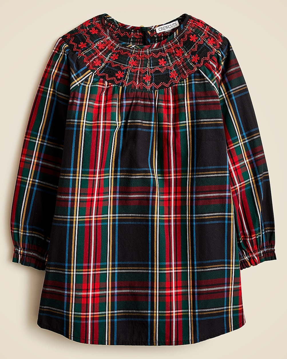 Girls' smocked Stewart tartan dress with embroidery | J. Crew US