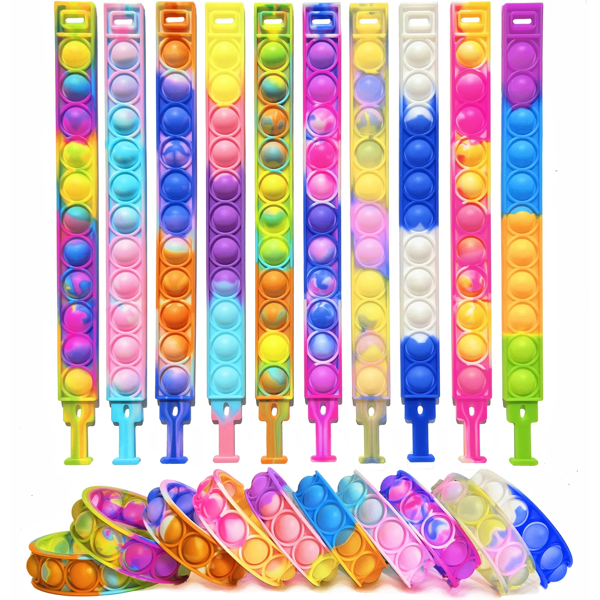 Fidget Pop Bracelet Toys Adjustable and Durable for Kids and Adults 20 Pieces | Walmart (US)