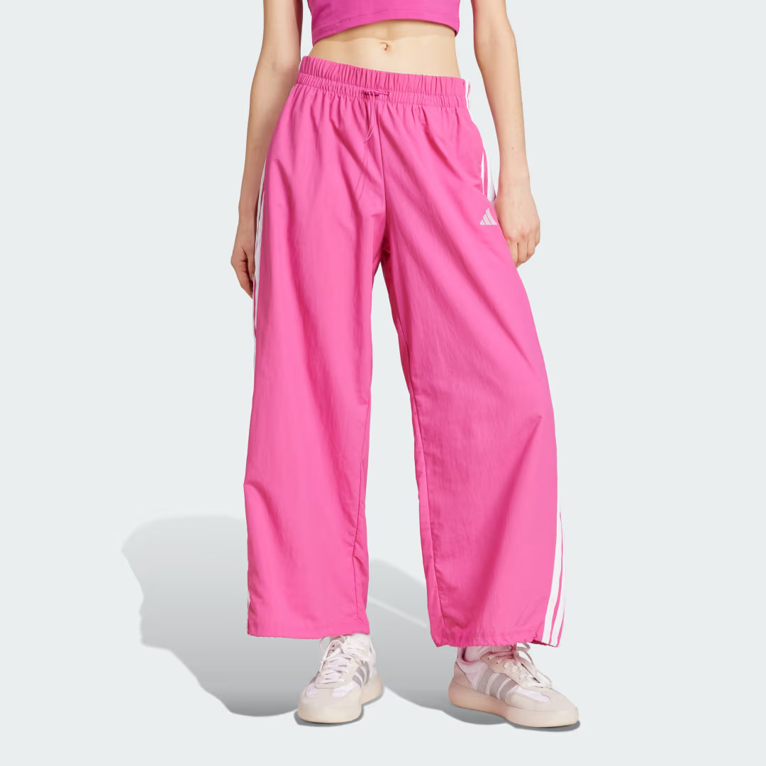 adidas Essentials 3-Stripes Lifestyle Woven Parachute Pants Semi Lucid Fuchsia S Womens | adidas (US)