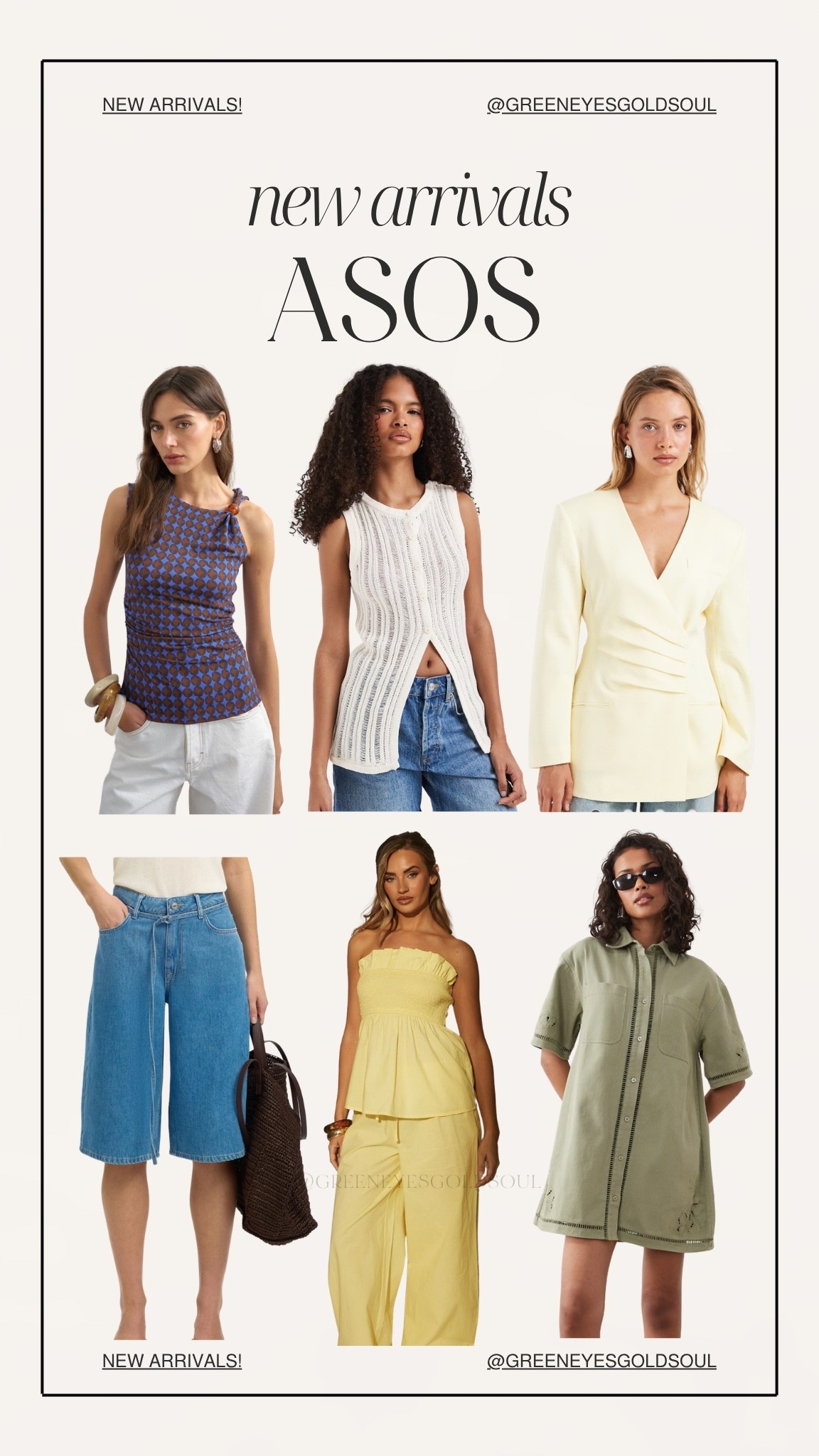 ASOS is bringing the summer trends right now. ☀️ From elevated linen-inspired separates and effortless denim to chic dresses and statement tops, these new arrivals are giving designer-inspired style without the designer price tag. Sharing my favorite finds that can take you from everyday wear to vacation season.

#ASOS #ASOSFashion #ASOSStyle #ASOSNewArrivals #SummerStyle #SummerFashion #VacationStyle #ResortWear #NeutralStyle #ElevatedStyle #CasualChic #FashionOver40 #EuropeanSummer #EffortlessStyle #DenimStyle #WideLegJeans #SummerOutfits #VacationOutfits #ModernClassicStyle #CapsuleWardrobe #AffordableFashion #TrendingFashion #WarmWeatherStyle #EverydayStyle #LTKFashion

ASOS new arrivals, ASOS summer collection, ASOS fashion finds, summer outfits, vacation outfits, resort wear, elevated casual style, summer dresses, shirt dress, linen look outfit, sleeveless tops, statement tops, wide leg denim, denim shorts, bermuda shorts, summer matching set, yellow matching set, casual chic fashion, European summer style, neutral fashion, modern classic style, capsule wardrobe, affordable fashion finds, trendy summer outfits, vacation wardrobe, warm weather fashion, effortless style, fashion over 40, everyday outfit ideas

#LTKootd #LTKSeasonal #LTKOver40