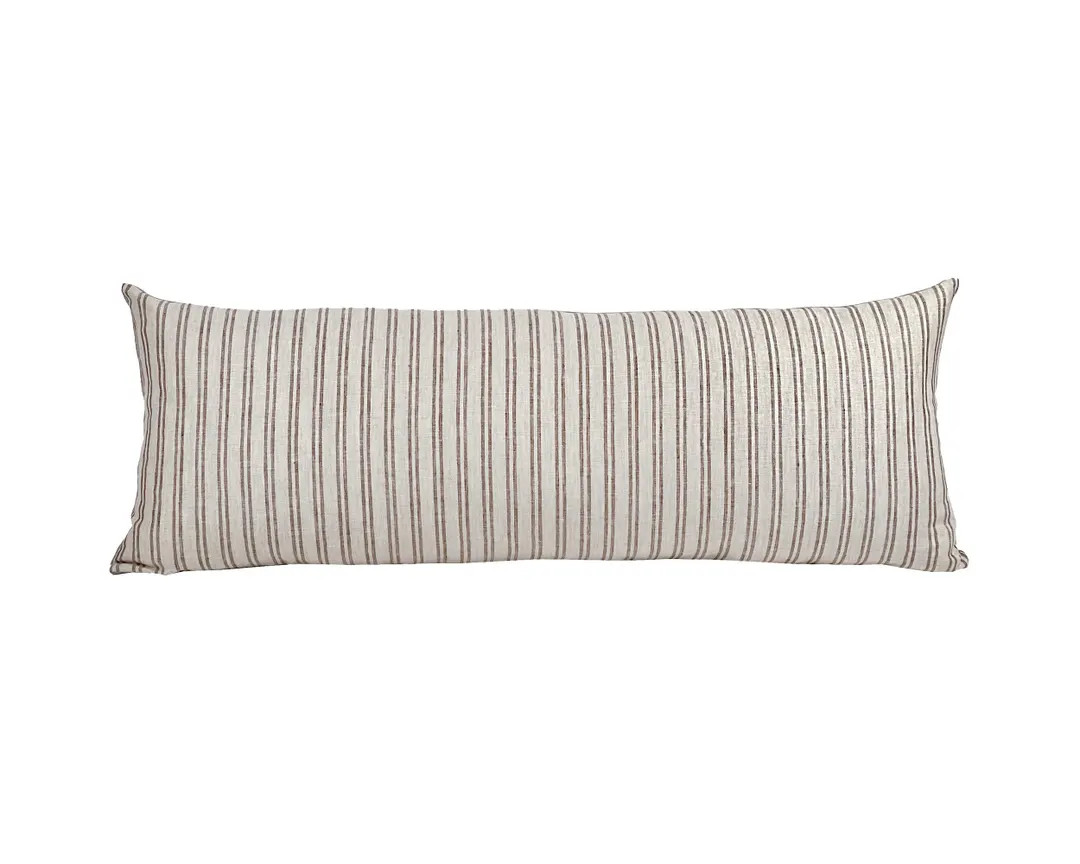 BRIER | Long Lumbar Beige and Brown Stripe Linen Pillow Cover, Farmhouse Pillow, Brown Stripe Pil... | Etsy (US)