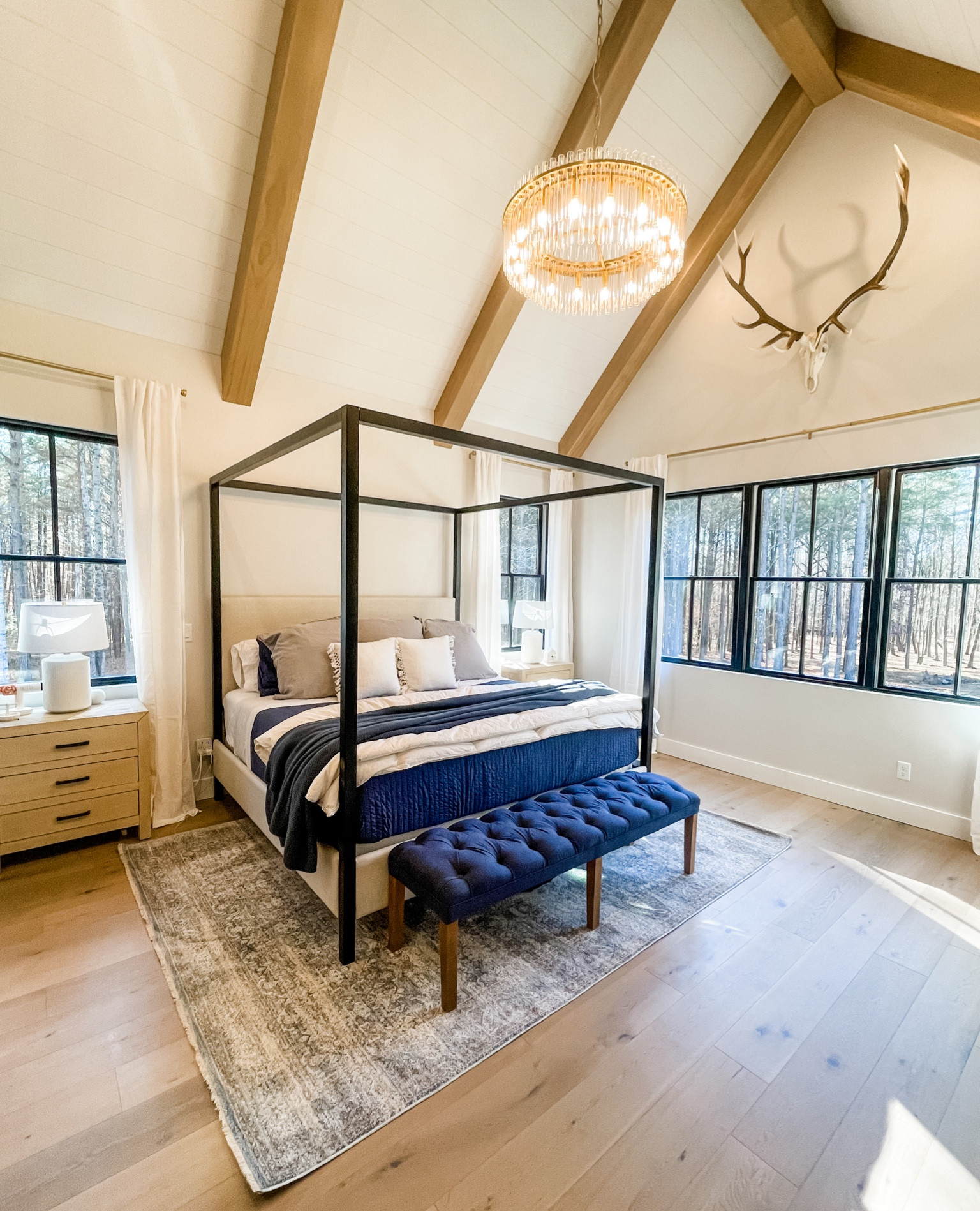 Master bedroom sneak peak! More to come but was so excited to share this new rug and elk mount!

#LTKhome