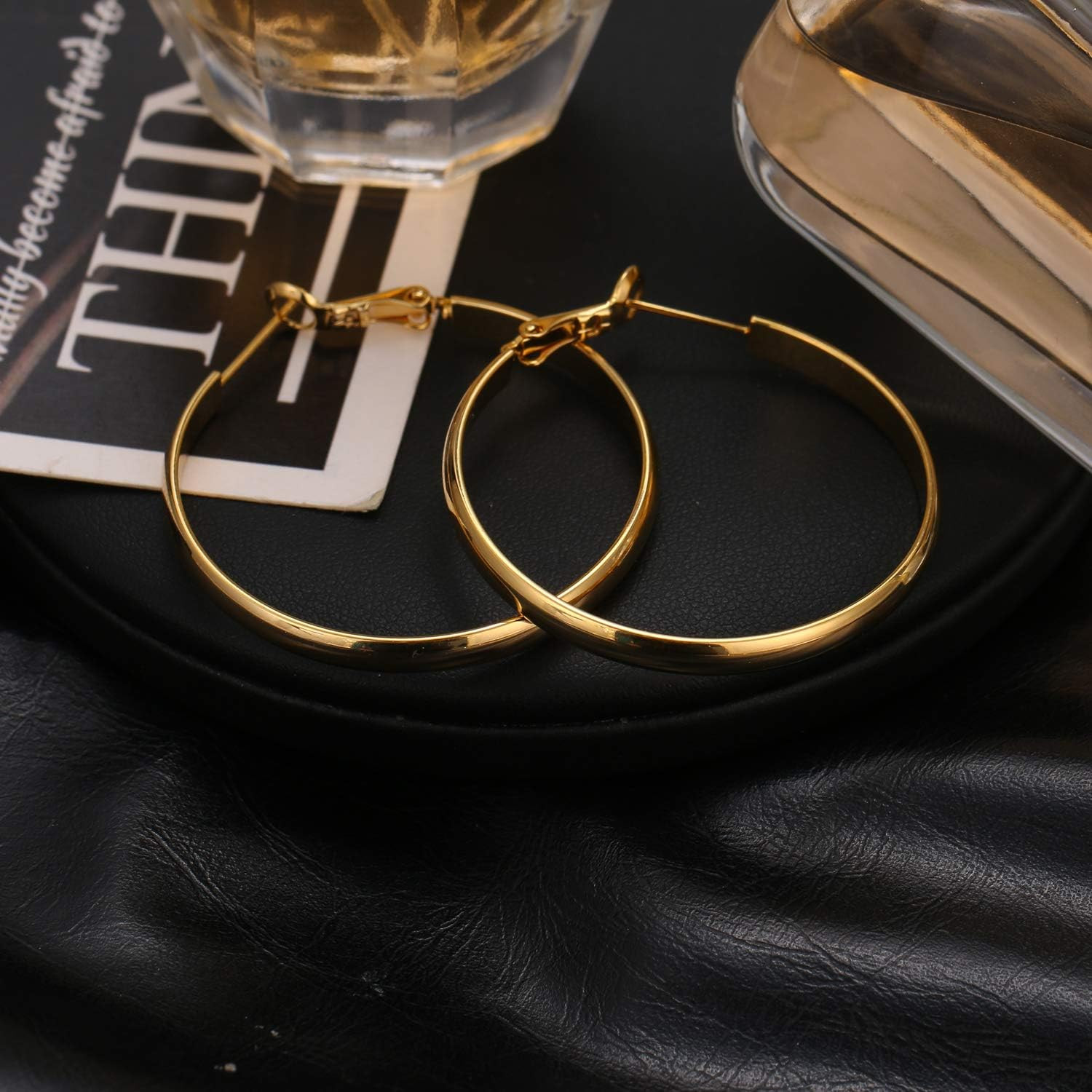 Hoop Earrings 18K Gold Plated 925 Sterling Silver Post 5MM Thick Tube Hoops for Women And Girls ... | Amazon (US)