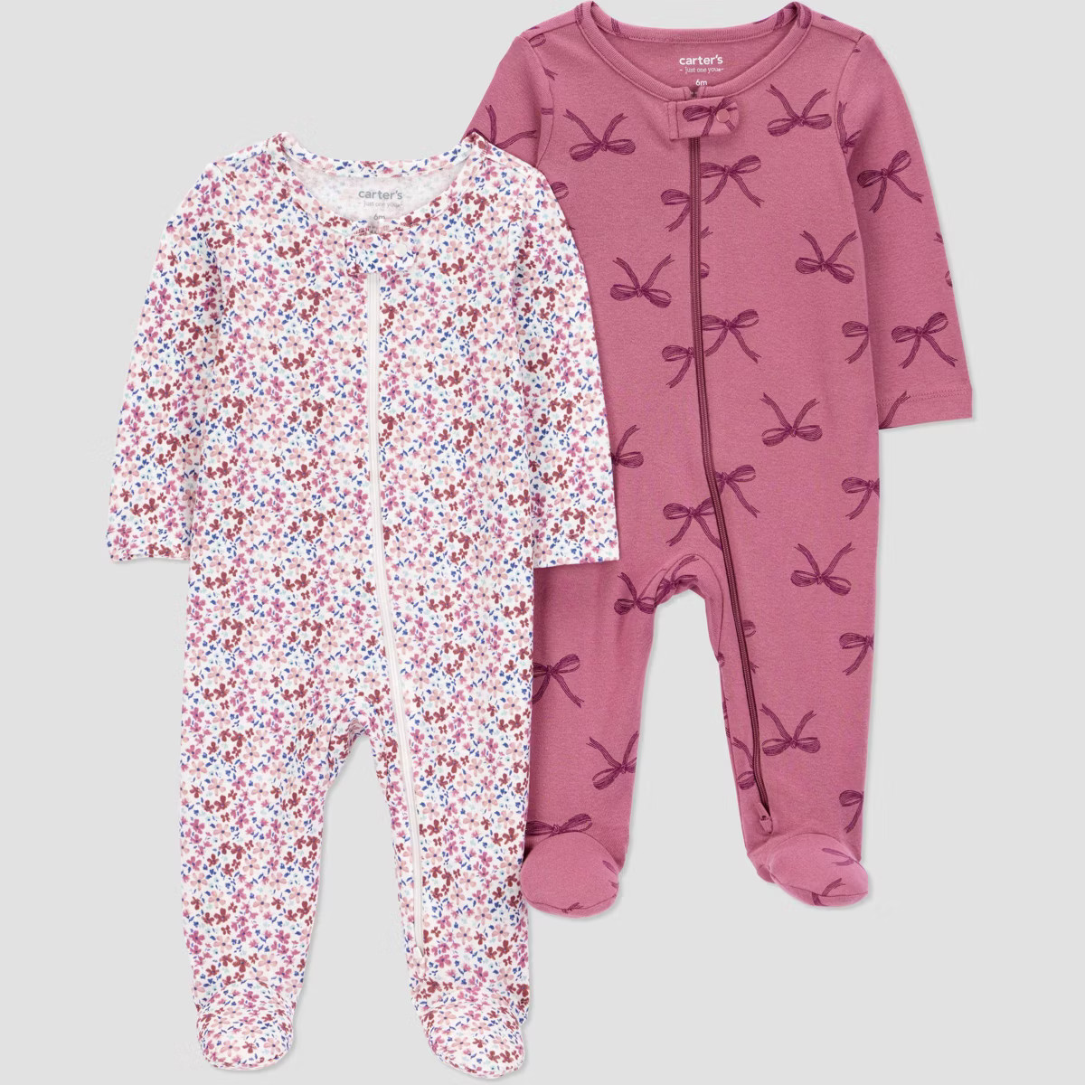 Carter's Just One You® Baby Girls' 2pk Bows Sleep N' Play - Burgundy | Target