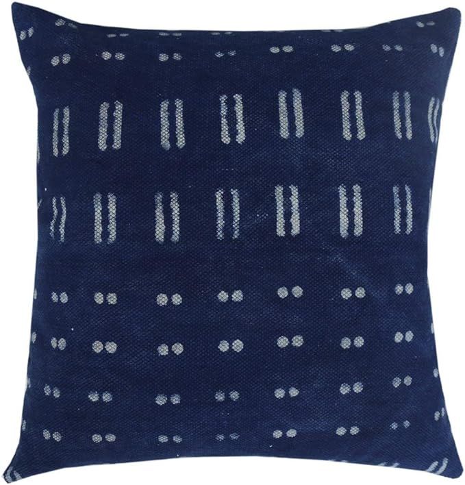 Trade Star Indigo Hand Block Print Cushion Cover, Decorative Handloomed Rug Pillows for Sofa, 100... | Amazon (US)