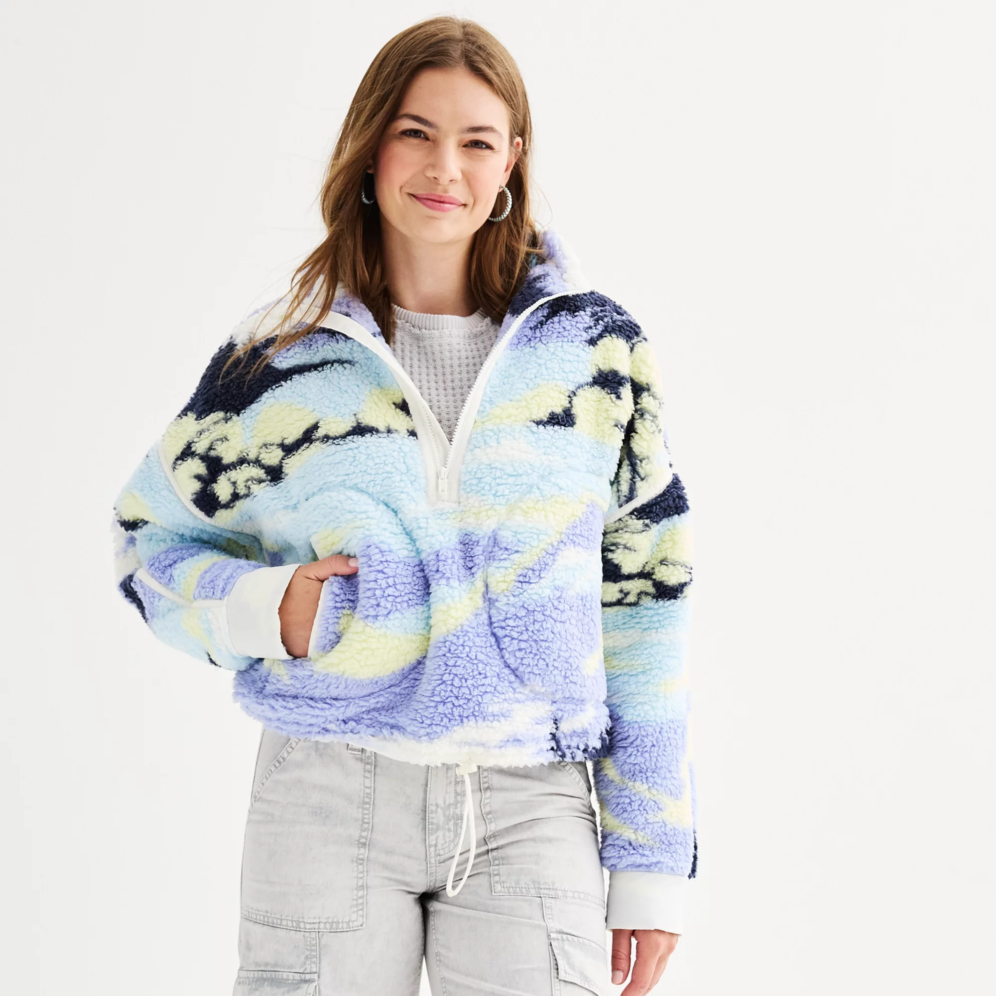 Juniors' SO® Toggle High Pile Quarter-Zip Pullover | Kohl's