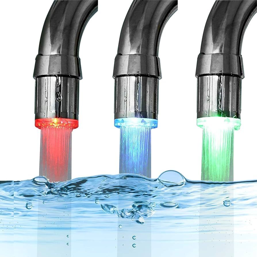3-Color Temperature Sensitive Gradient LED Water Faucet Light Water Stream Color Changing Faucet ... | Amazon (US)