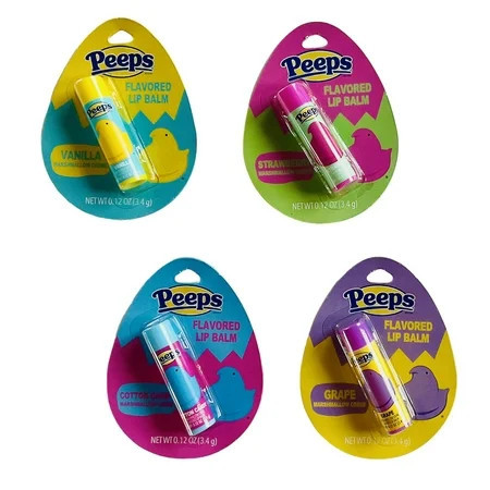 Peeps Lip Balm Set of 4 Scented Marshmallow Cream Flavors(Grape Cotton Candy Vanilla and Strawberry) .15oz. each | Walmart (US)