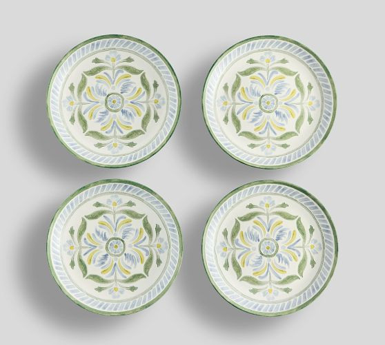 Chambray Tile Stoneware Appetizer Plates - Set of 4 | Pottery Barn (US)