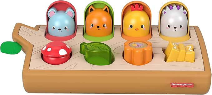 Fisher-Price Baby Toy Hide & Peek Pop-Up Animal-Themed Sensory Activity with Wood Accents & Sound... | Amazon (US)