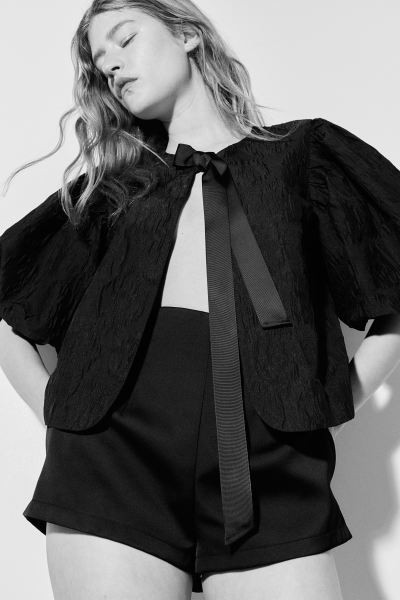Balloon-sleeved Blouse - Black - Ladies | H&M US | H&M (US + CA)