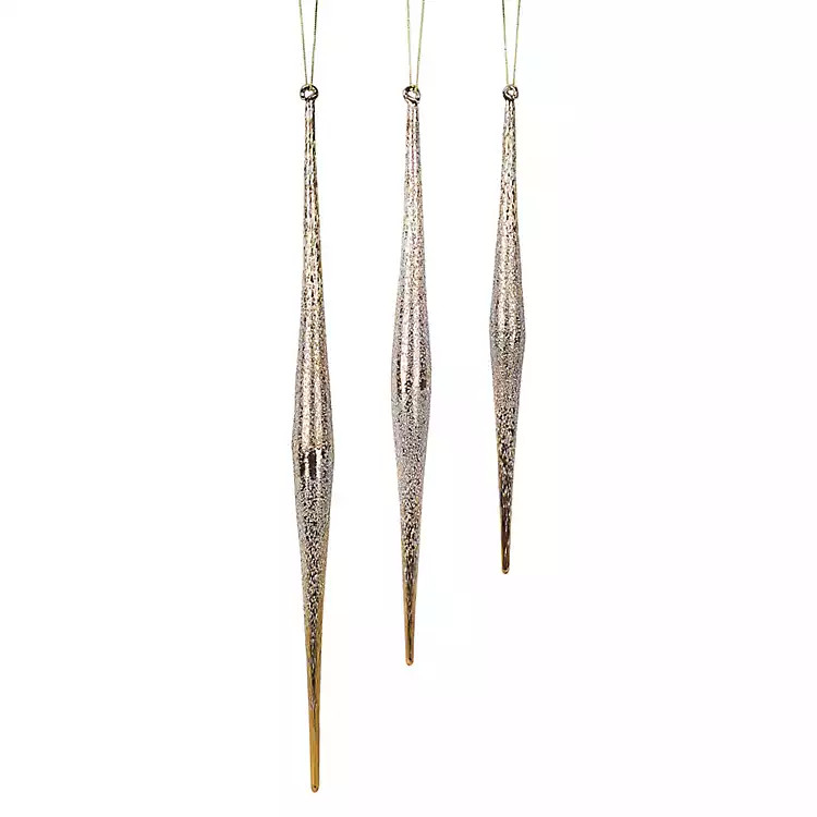 Gold Heirloom Glass Icicle Ornaments, Set of 6 | Kirkland's Home