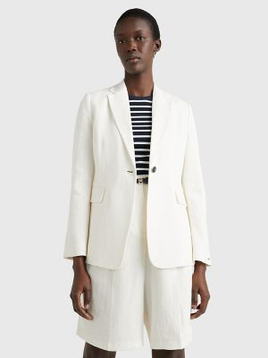 Tommy Hilfiger Women's Solid Linen Blazer Ecru - 6 | Tommy Hilfiger (US)