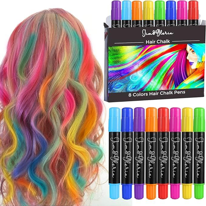Amazon.com: Jim&Gloria Dustless Hair Chalk Gifts For Girls, Temporary Color Dye Gifts For Teenage... | Amazon (US)