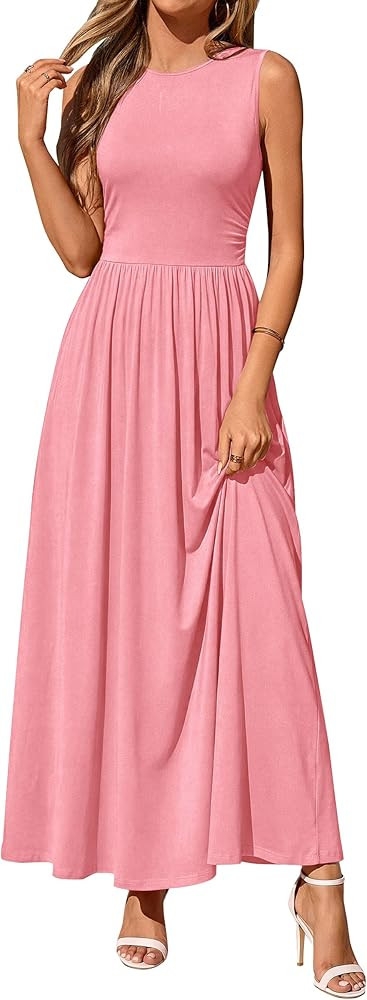 PRETTYGARDEN Summer Maxi Dresses for Women 2026 Sleeveless A Line Flowy Long Casual Sundress Wedd... | Amazon (US)