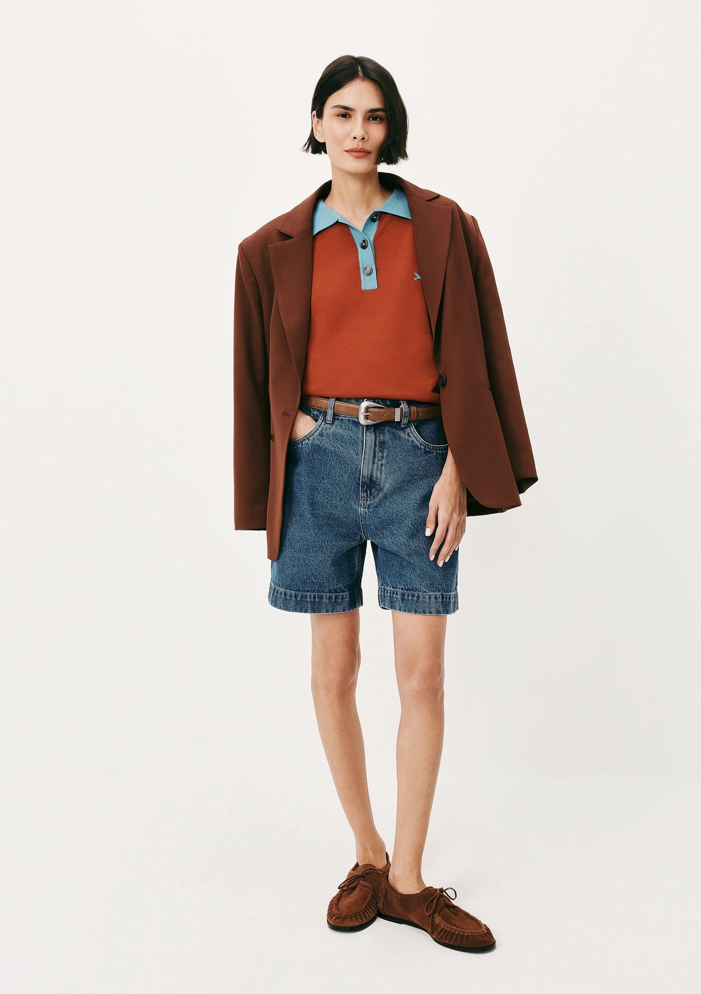 bermuda jeans feminina reta - azul | Hering (BR)