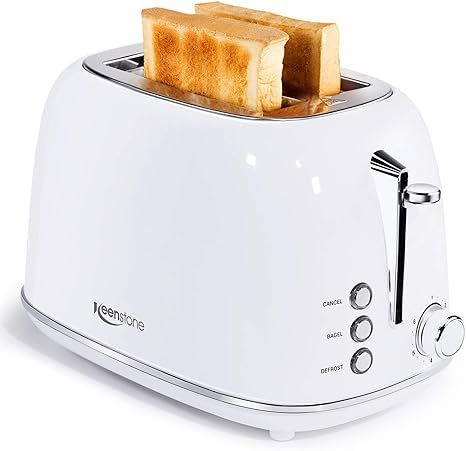Toaster 2 Slice, Keenstone Stainless Steel Retro Toaster with Bagel Function, Wide Slots, Crumb T... | Amazon (US)