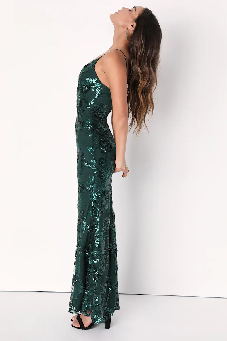 Shine Language Emerald Green Sequin Mermaid Maxi Dress | Lulus (US)