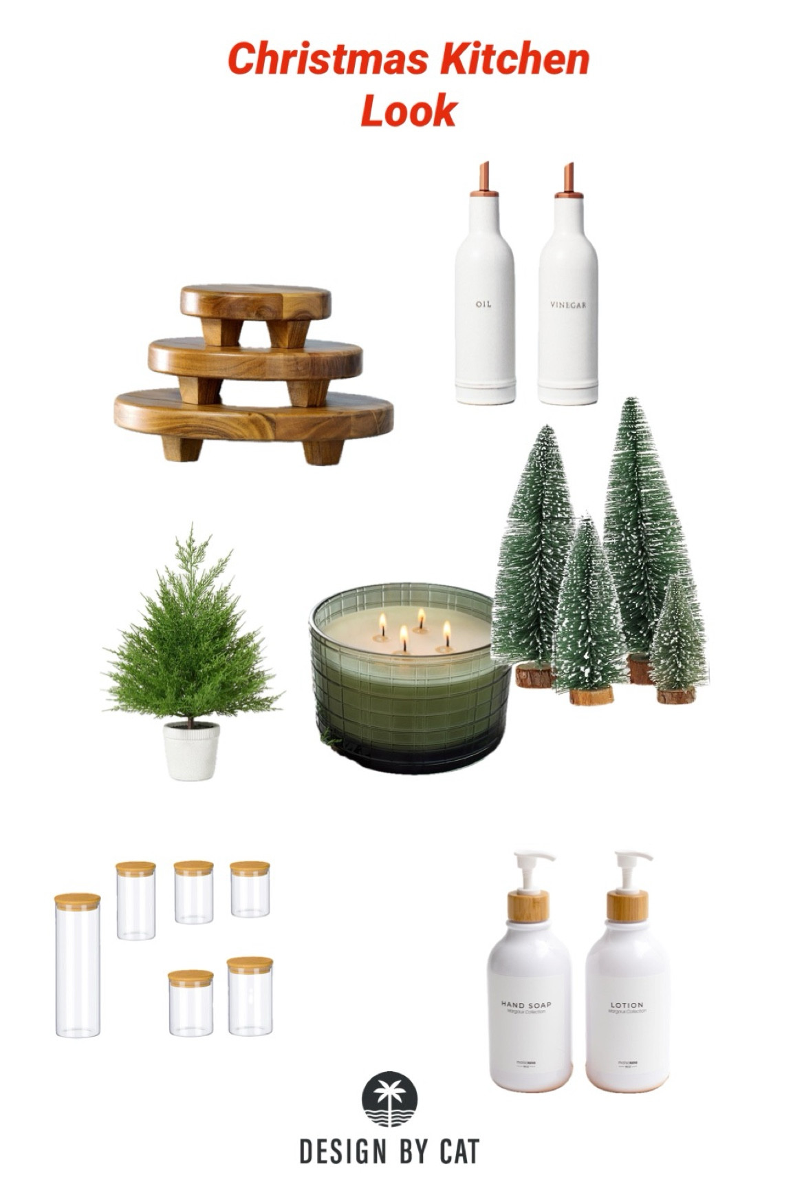 Accessories for your kitchen
Kitchen Styling
Small wooden tray
Clear glass jars
Mini Christmas trees
Tabletop Christmas Trees
Olive oil dispenser

#LTKHoliday #LTKhome