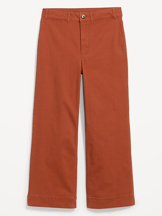 High-Waisted Wide-Leg Cropped Chino Pants for Women | Old Navy (US)