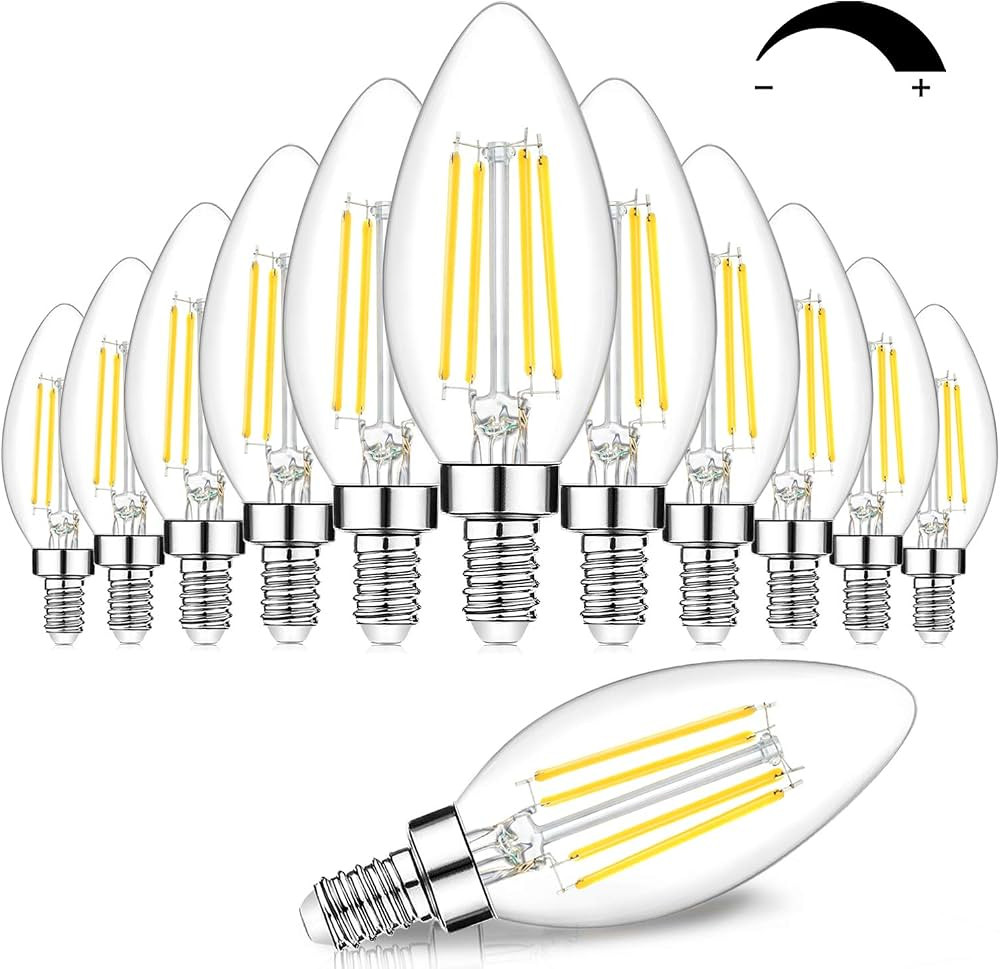 BesLowe 12-Pack Dimmable E12 LED Candelabra Bulbs 60W Equivalent, 5000K | Amazon (US)