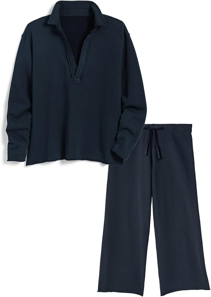 Lounge Sets for Women 2 Piece Outfits Long Sleeve V Neck Pullover Sweatshirts Wide Leg Pants Trav... | Amazon (US)