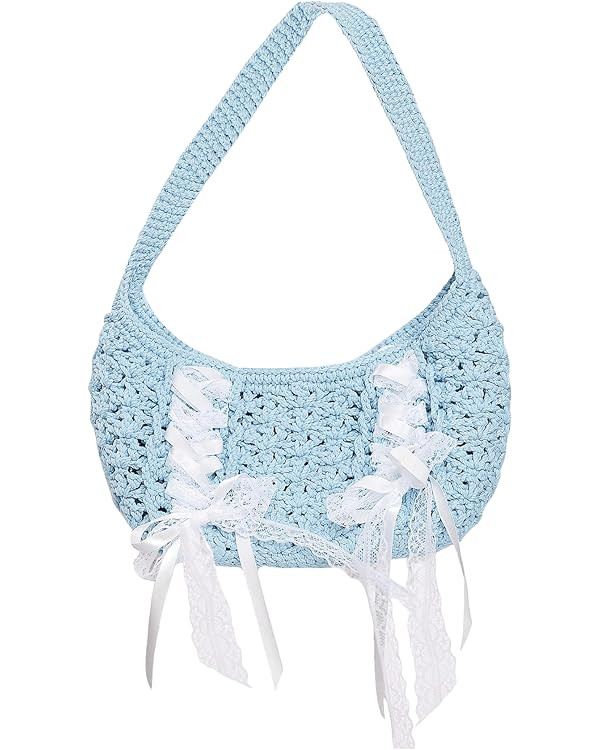 Verdusa Women's Y2K Coquette Crochet Handbags Bow Tie Knot Underarm Shoulder Bag | Amazon (US)