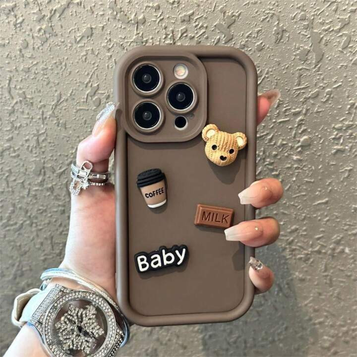 Cute 3D Bear Coffee Milk Sugar Liquid Phone Case Suitable Compatible With IPhone 11 13 12 14 15 P... | SHEIN
