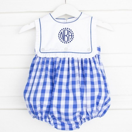 Royal Blue Check Bib Bubble | Classic Whimsy