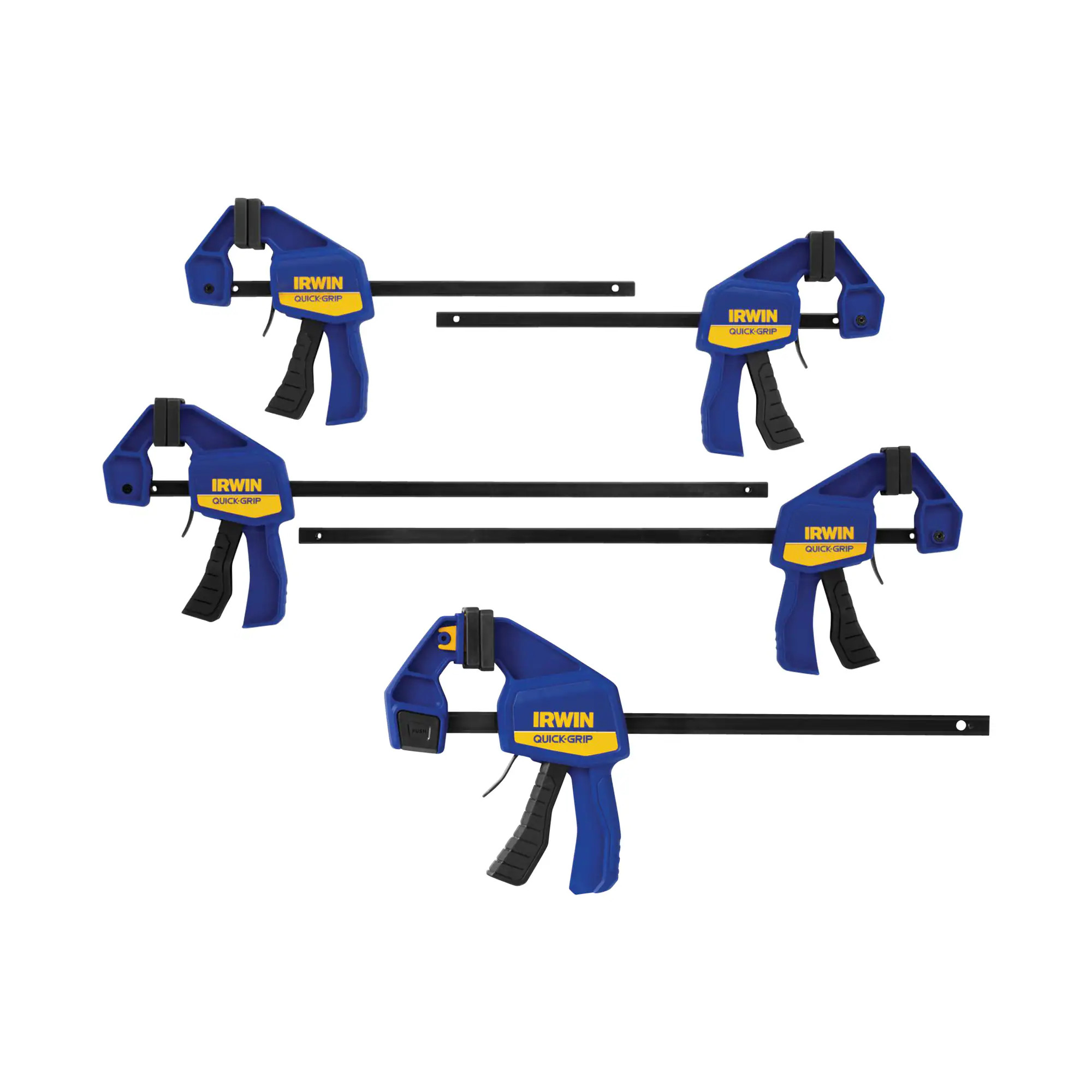 IRWIN QUICK-GRIP 5-Pack Assorted Mini One Handed Bar Clamps (2, 6-IN & 3, 12-IN) | Lowe's