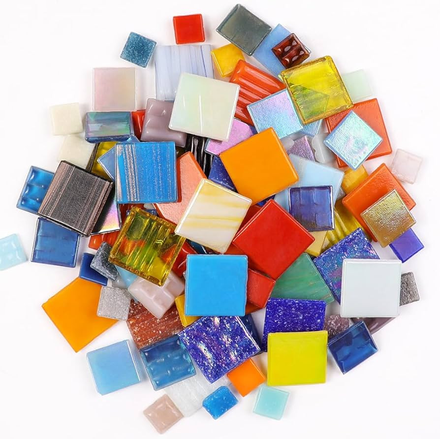 2cm (3/4") Square Vitreous Glass Mosaic Tiles for Crafts Bulk, 1 LB Colorful Mix Quartz Glass Til... | Amazon (US)