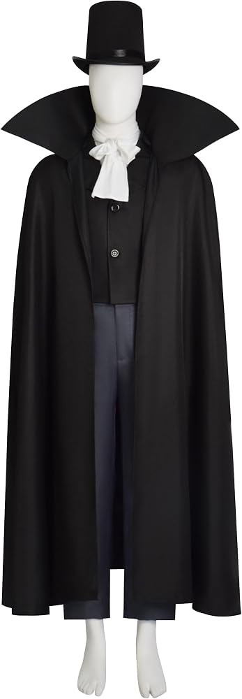 Adult Hat Box Ghost Cosplay Costume Cloak Black Outsuit with Hat Cape Mask Ghost Uniform Hallowee... | Amazon (US)