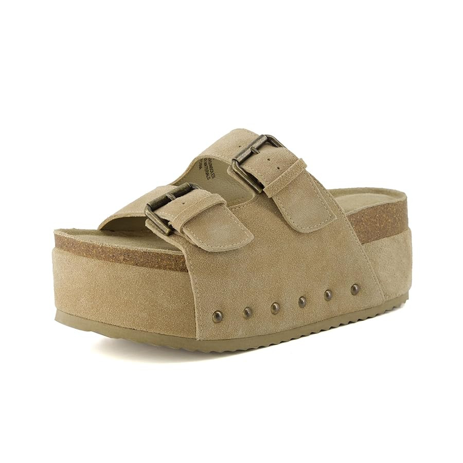 CUSHIONAIRE Guru Platform Sandals Women Footwear – Comfortable Genuine Leather Footbed Studded ... | Amazon (US)