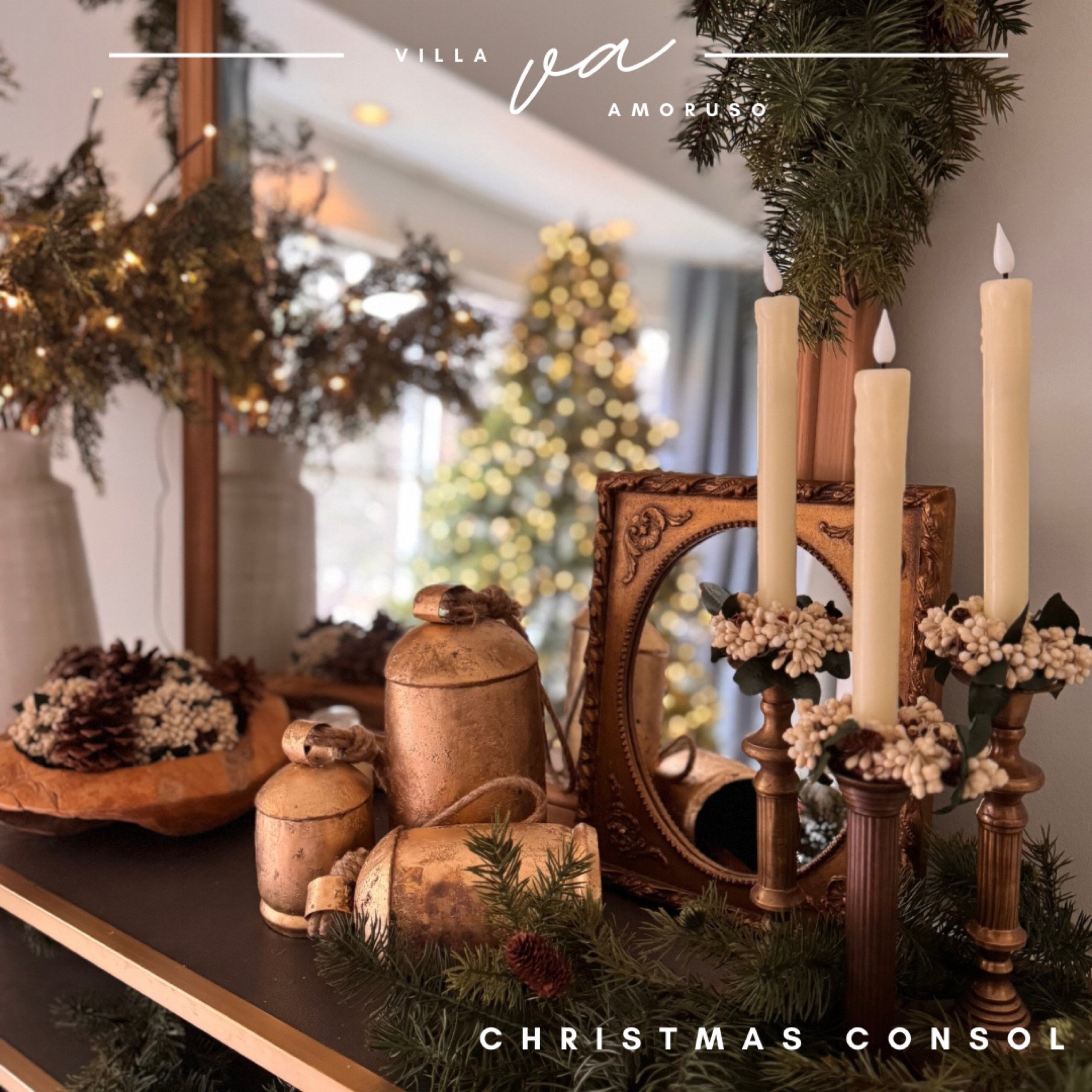 Styling my console table for Christmas with fun and festive Christmas decor.  A mix of old and new items adds interest and depth. 

 #LTKHoliday #LTKSeasonal #LTKHome