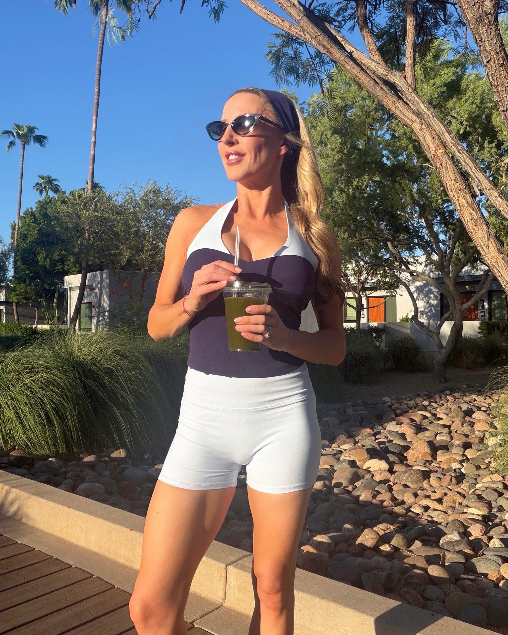 #gifted My favorite workout outfit right now: blue bike shorts with invisible scrunch butt and halter neck top with gulf my in bra from @WISKII wiskii use code 15EVE for 15% off. Wearing a size S in both (usually wear an XS).

#LTKootd #LTKfitnessgoals #LTKActive