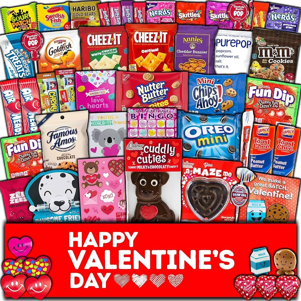 Valentine's Day Gift Care Package (50ct) Snacks Chocolates Candy Gift Box Assortment Variety Bund... | Amazon (US)