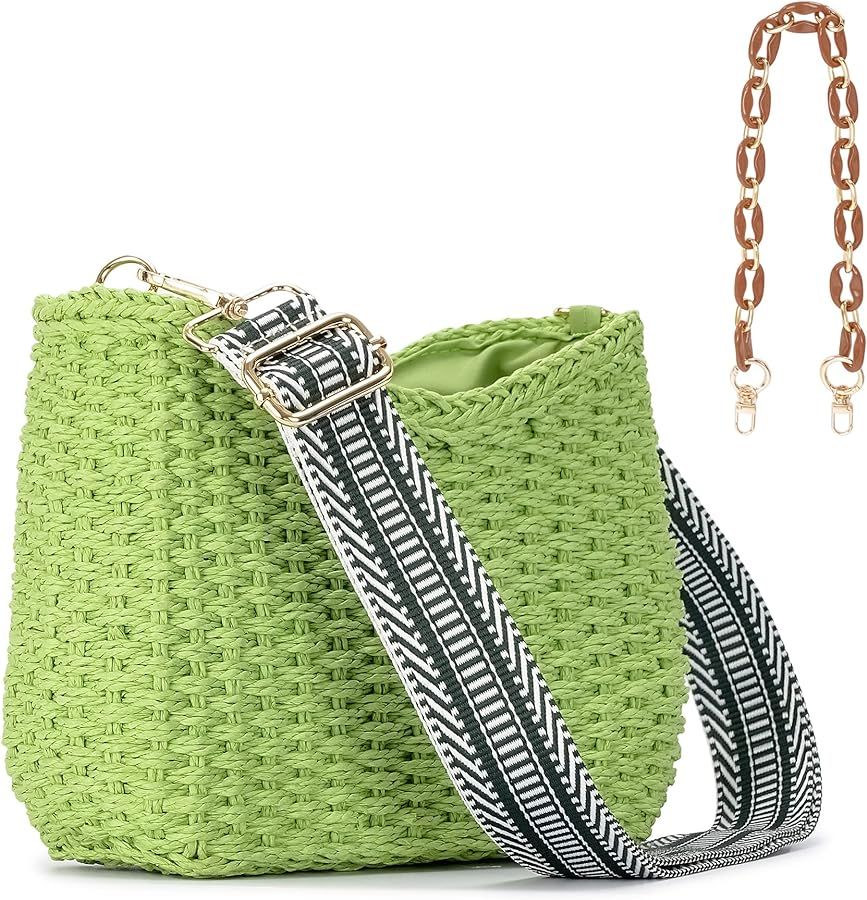 Herald Small Handmade Straw Pocketbook Crossbody Bag for Women, Summer Chic Woven Handbag Shoulde... | Amazon (US)