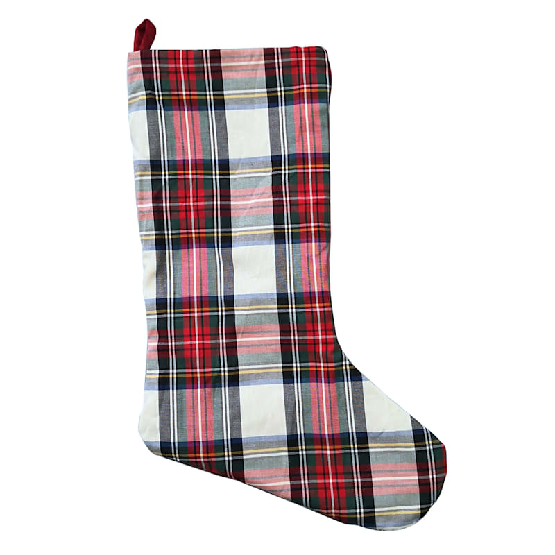 Red & White Christmas Plaid Stocking, 19" | At Home