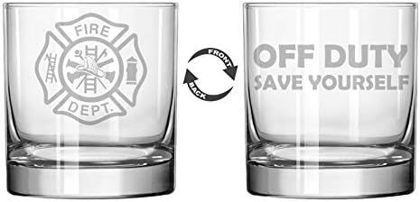 11 oz Rocks Whiskey Highball Glass Two Sided Fire Department Firefighter Off Duty Save Yourself | Amazon (US)