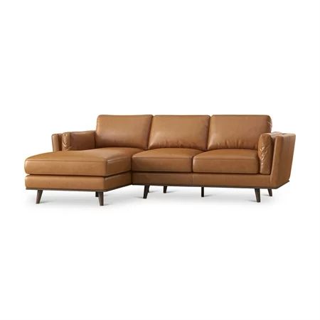Austin Modern Tufted Living Room Top Leather Corner Sectional Sofa in Tan | Walmart (US)