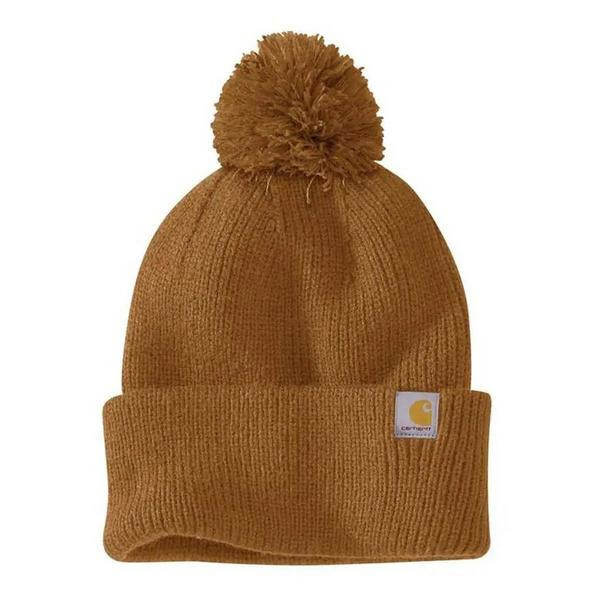 Women's Carhartt Knit Pom-Pom Cuffed Beanie One Size Carhartt Brown | Scheels Sports